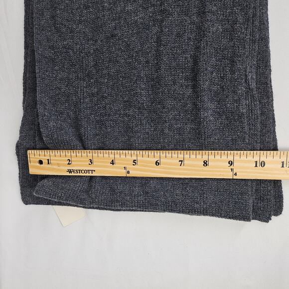 JIUJI 100% WOOL RIBBED KNIT SCARF – DARK GRAY – LUXURY TEXTURE – UNISEX - Picture 6 of 7